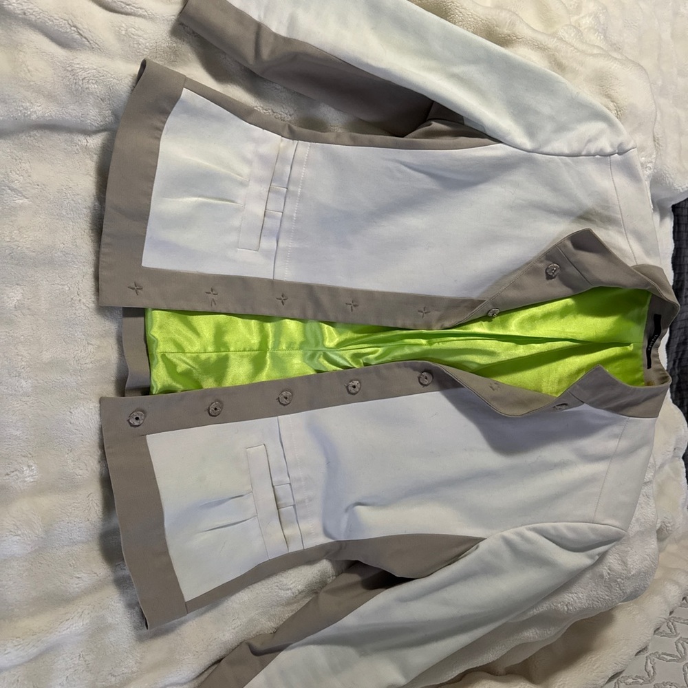 Tahari White and Tan Blazer with Green Lining